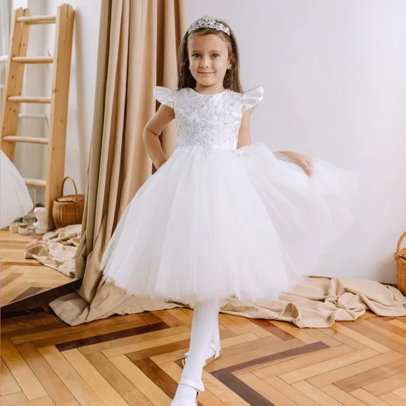 White Floral Embroidered Dress